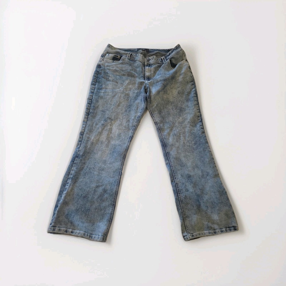 Cato Women's Wide Leg Denim Jeans Size 18w Light Wash Blue, Jewel Pockets